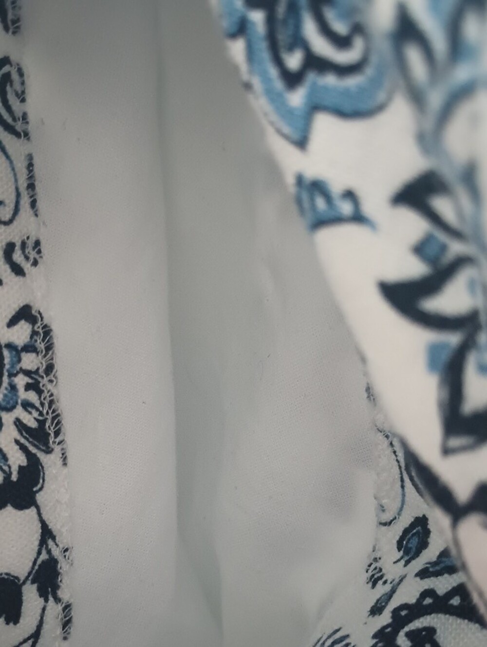 LOFT White and Blue Floral Paisley  Linen Blend Skirt - Picture 4 of 5